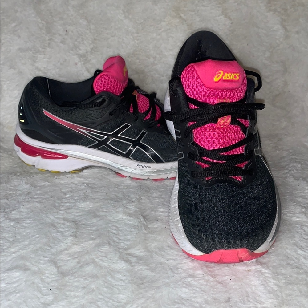 ASICS Women's Black and Pink Running Shoes